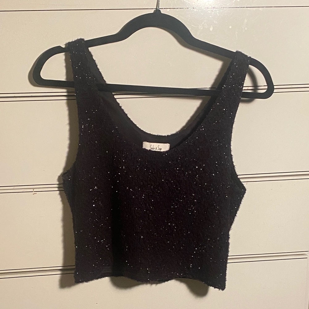 Sadie & Sage Sparkling Black Crop Top